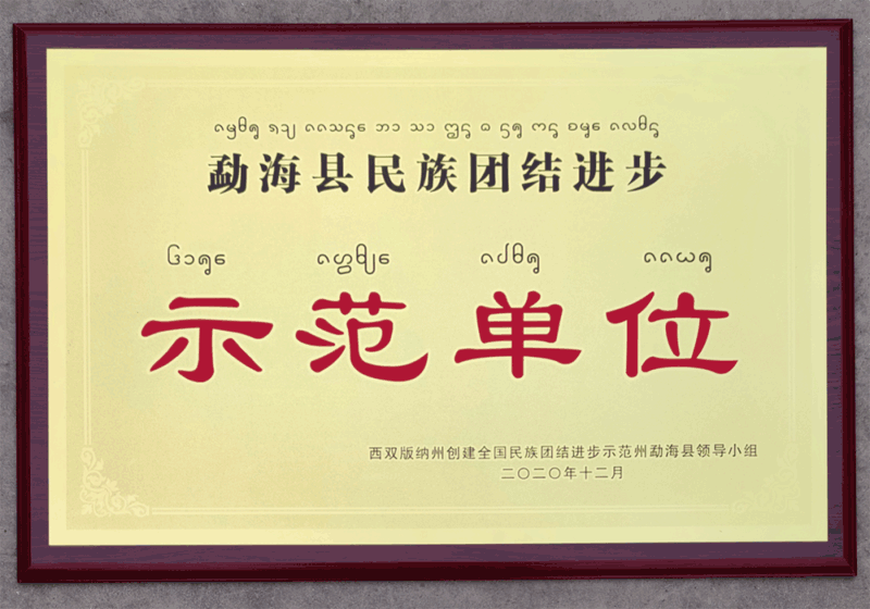 勐?？h民族團(tuán)結(jié)進(jìn)步示范單位